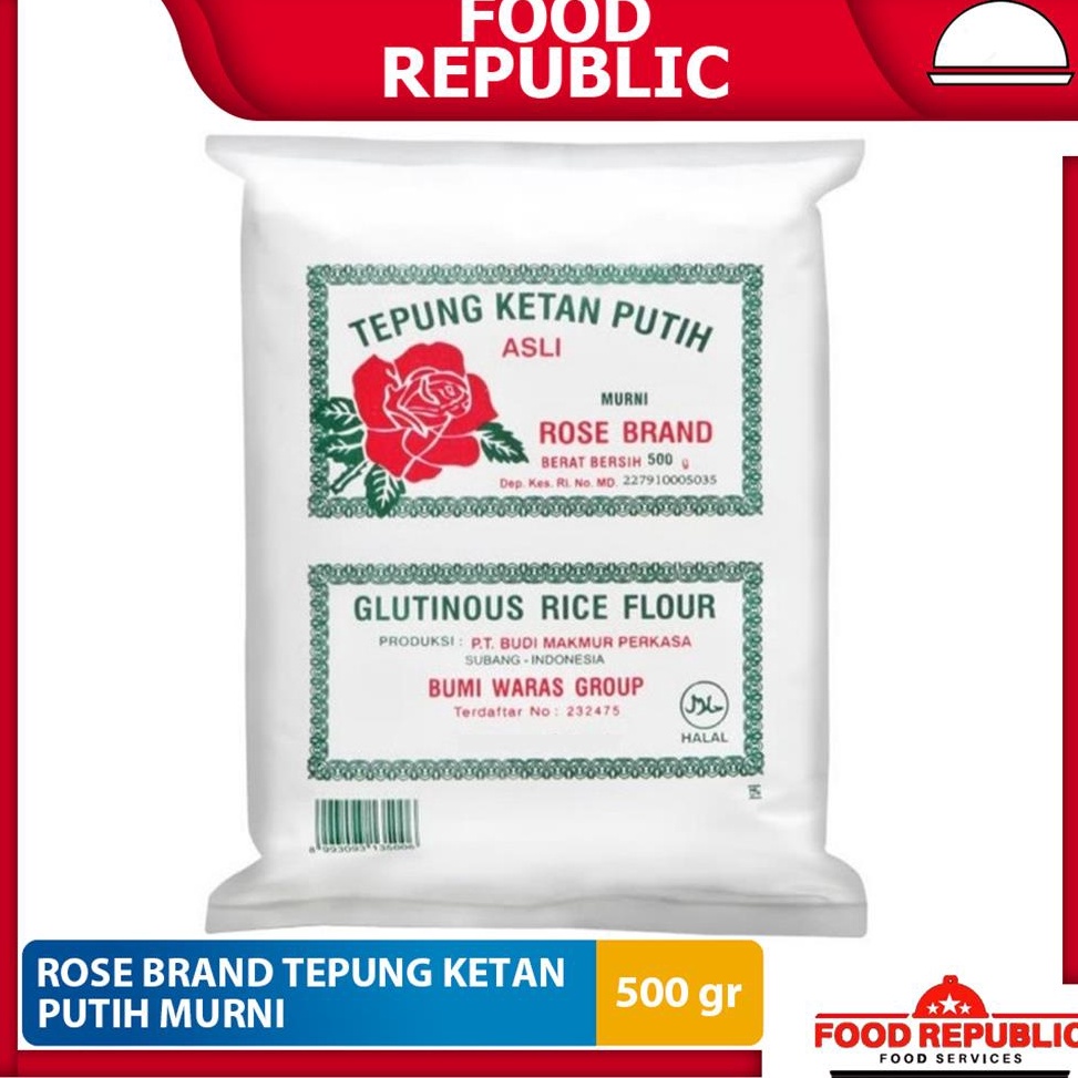 

[✌A98➤] TEPUNG KETAN PUTIH MURNI ROSE BRAND 500 GR - TEPUNG ORIGINAL HALAL MUI [114]
