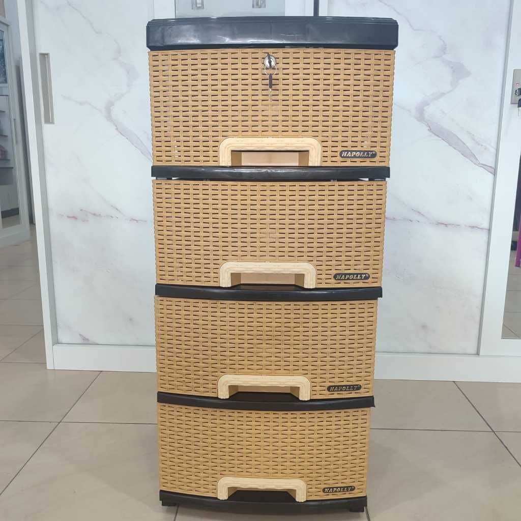 Lemari Plastik Napolly SRS 400 Ramin Container Drawer / 4 Laci Rak Pakaian / Medan