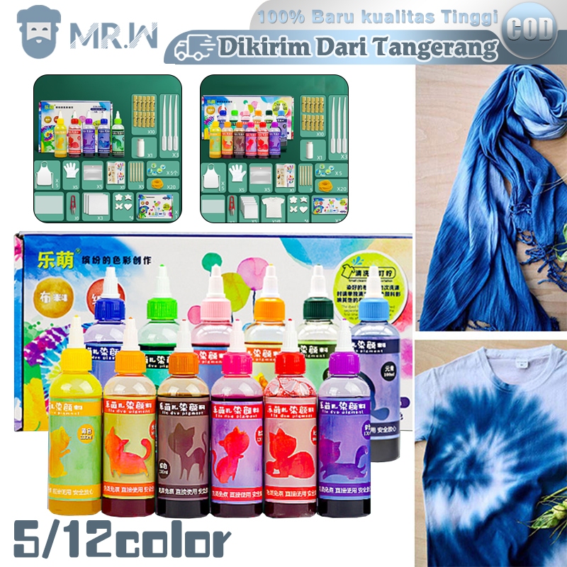 

100ml Tinta Tie Dye 12 Warna Tie Dye Kit Pewarna Diy Pewarna Kaos Tekstil Anti Luntur Tie Dye Cair