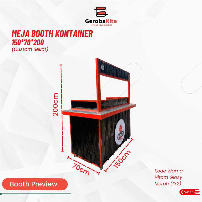 Meja Booth 150x70x200