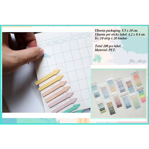 

200 Pcs Sticky Notes Strip Memo Tempel Sticky Transparan Highlighter Highlighter Paper Arrow Point