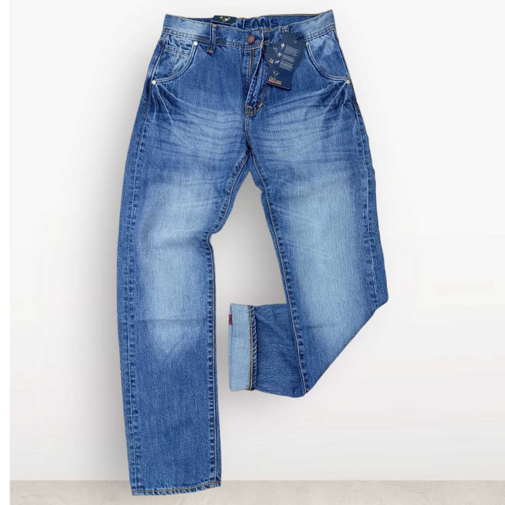 Celana Jeans Pria AMERICAN CEDRIC Original 100% Polos Standar Reguler Biru Dongker Biru Muda 27-34