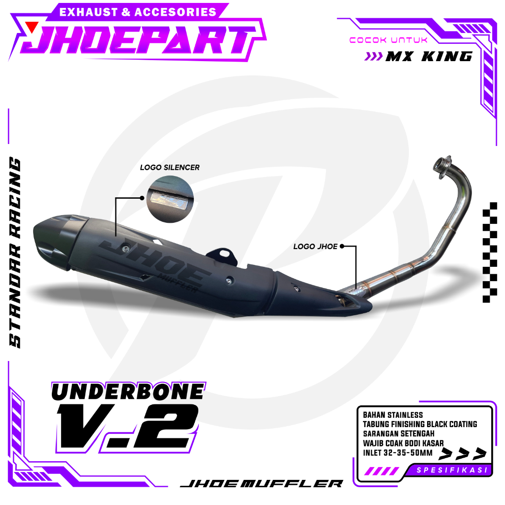 Knalpot Standar racing MX KING Type Underbone V2 Original Jhoe Muffler