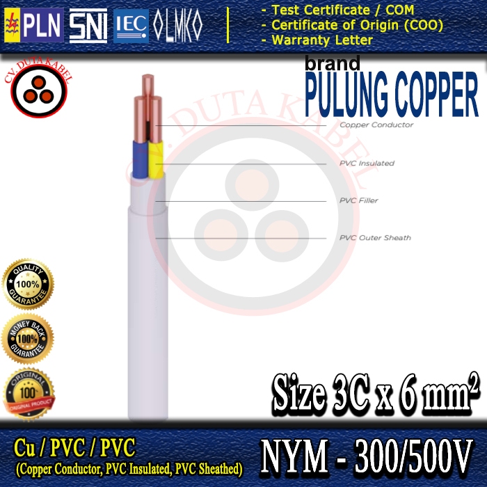 Kabel NYM 3x6 mm2 PULUNG @ 100 m /3x6 mm/3 x 6 mm2/3 x 6 mm/3x6mm2/3x6mm/3x6/3 x 6