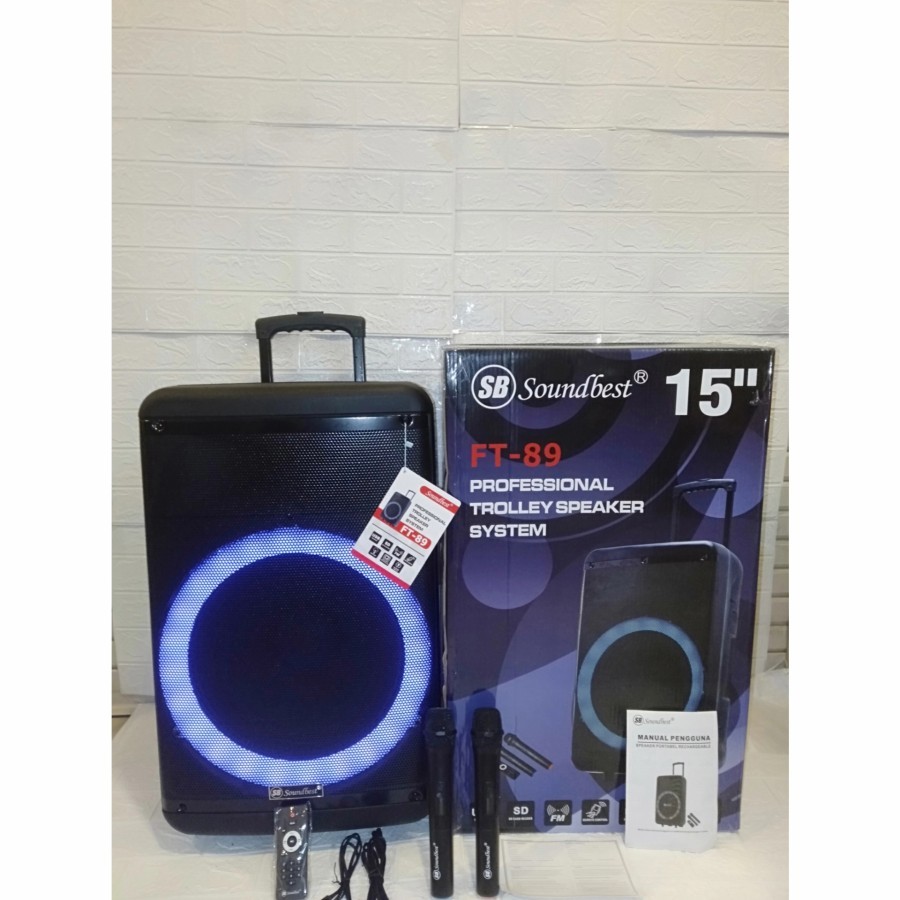Speaker Portable Soundbest FT89 FT 89 15 inch Bonus STENDING