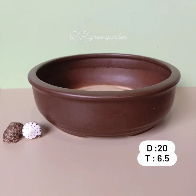 Pot keramik bonsai bulat besar mame small