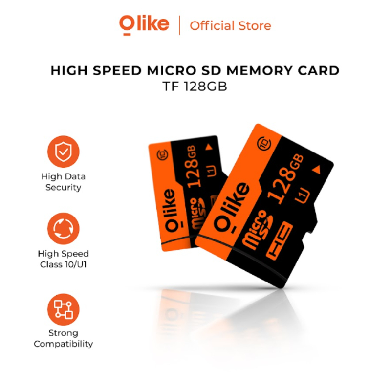 OLIKE 128GB HIGH SPEED MICRO SD MEMORY CARD TF128G BLACK ORANGE