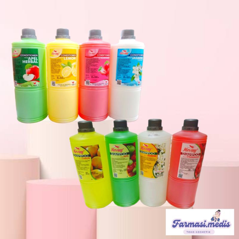 (COD)HEVINY SHAMPO | CONDITIONER | 1 LITER | LEMON | STARAWBERRY JASMINE | APEL