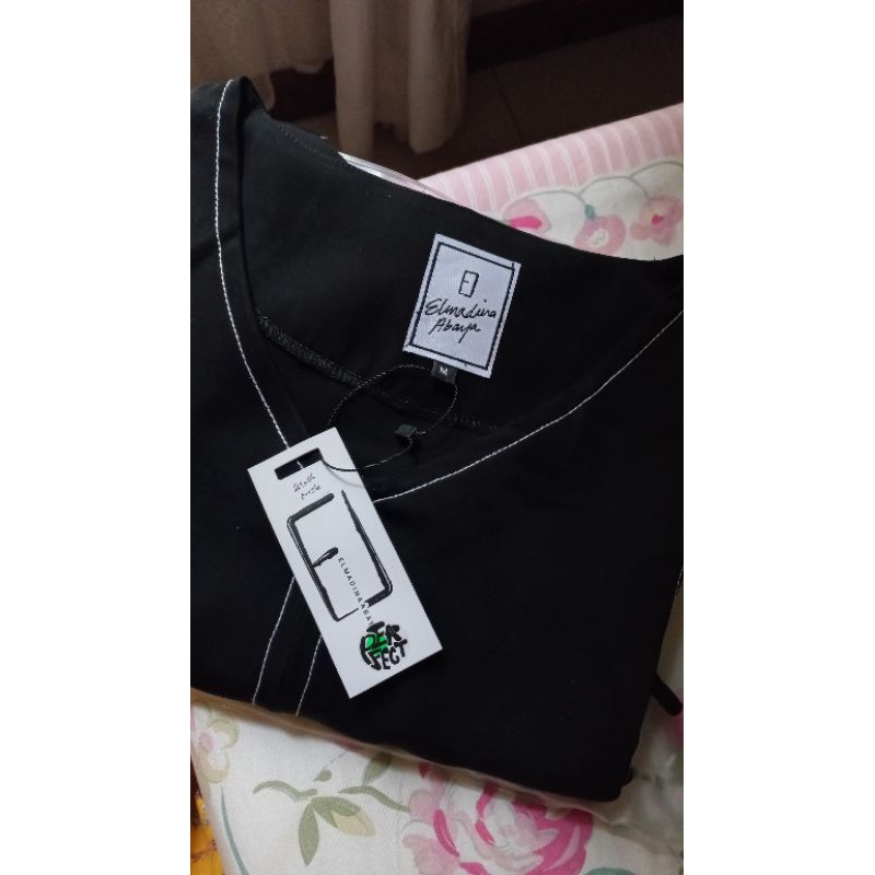 ❌❌ SOLD MANUAL ❌❌  Elmadina Abaya - Stitch Abaya Formal Black Galaxy Nidha Size M