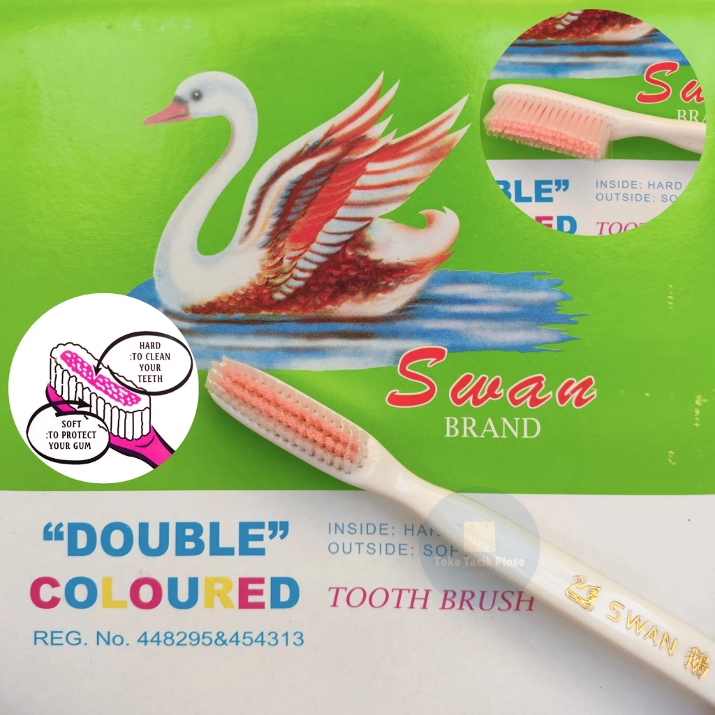 12 Pcs Sikat Gigi Swan Double Action Hard Inside Soft Outside Sikat Gigi Amenities Hotel Villa Souve