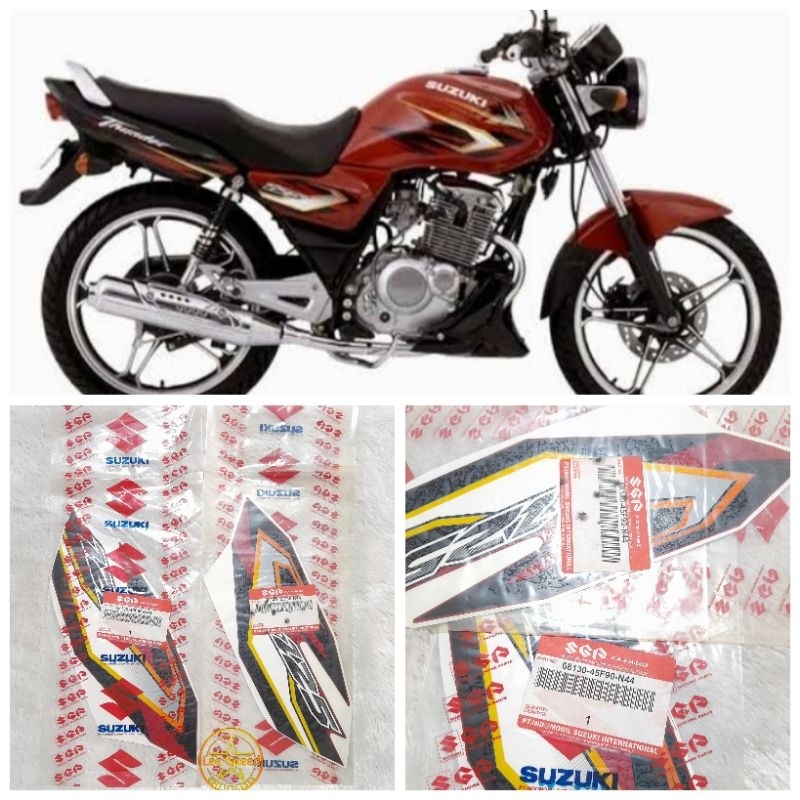 Striping Stiker Cover Tutup Bok Box Aki Accu Suzuki Thunder 125 Merah 2008 Original Nos