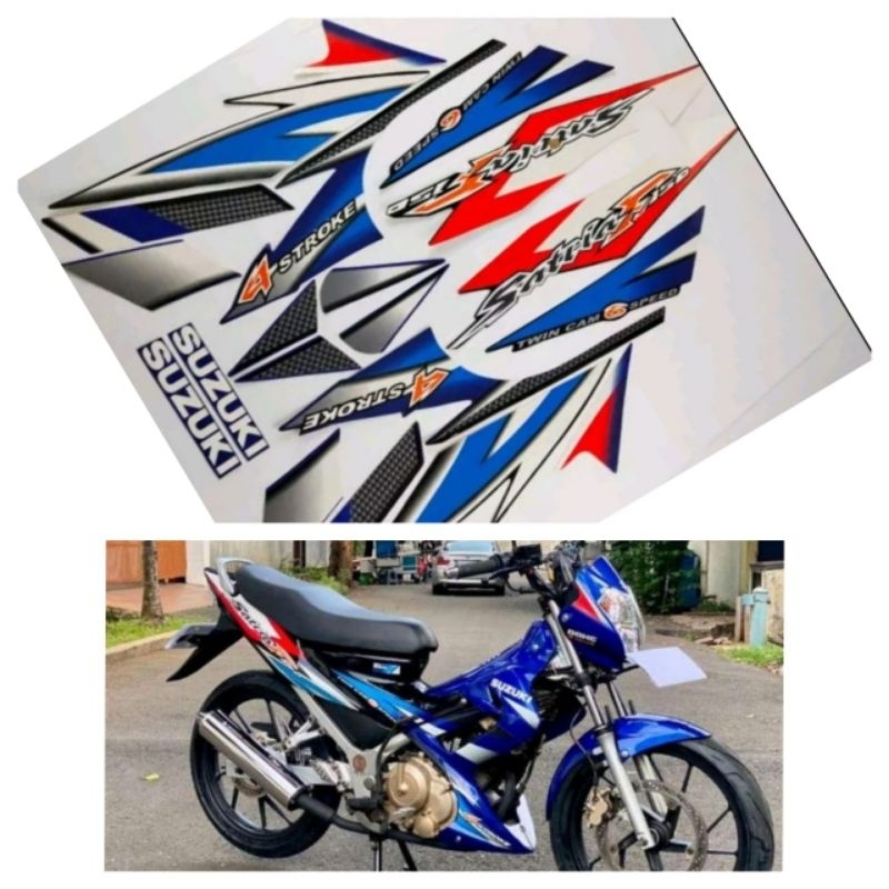 STRIPING SUZUKI SATRIA FU CBU TAHUN 2005 2006 BIRU HITAM