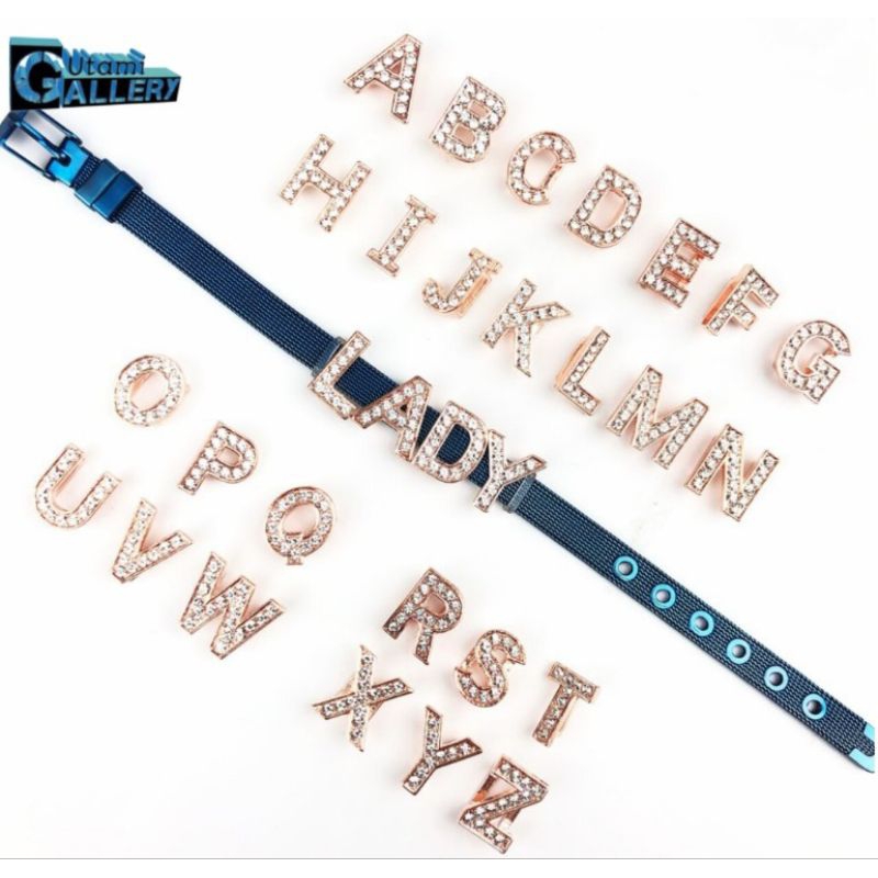 (Hanya Liontin)Liontin Huruf Alfabet Inisial Gelang Gesper Gelang Sabuk