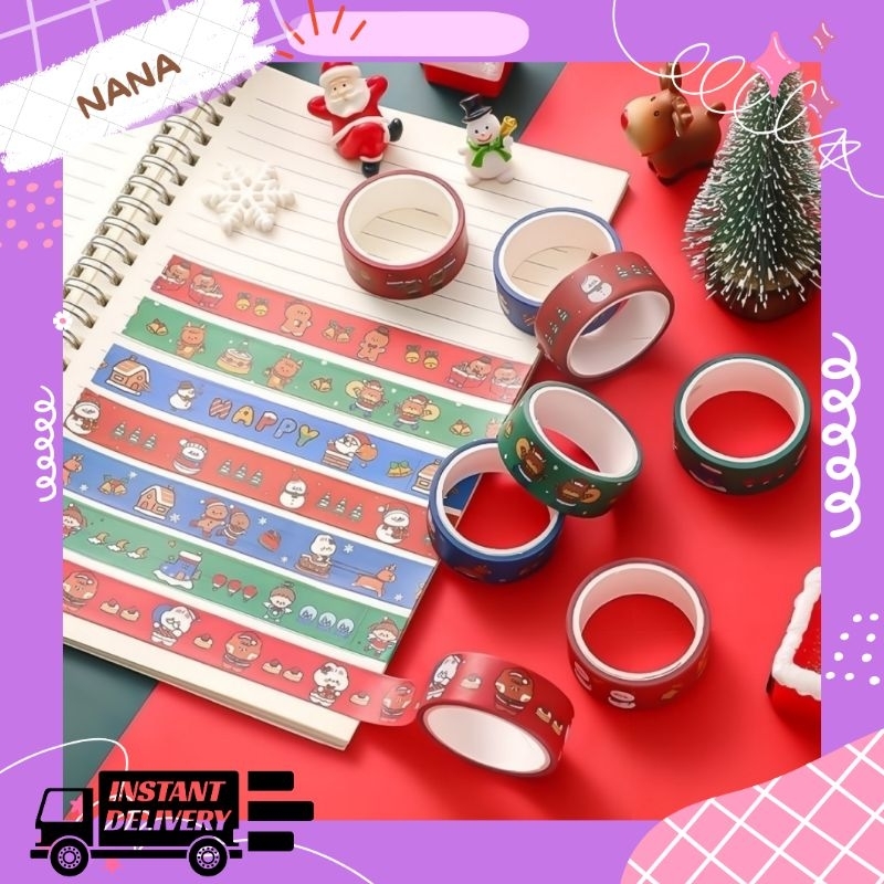 

ISOLATIF NATAL WASHI TAPE/ ISOLASI MERRY CHRISTMAS 3M LUCU