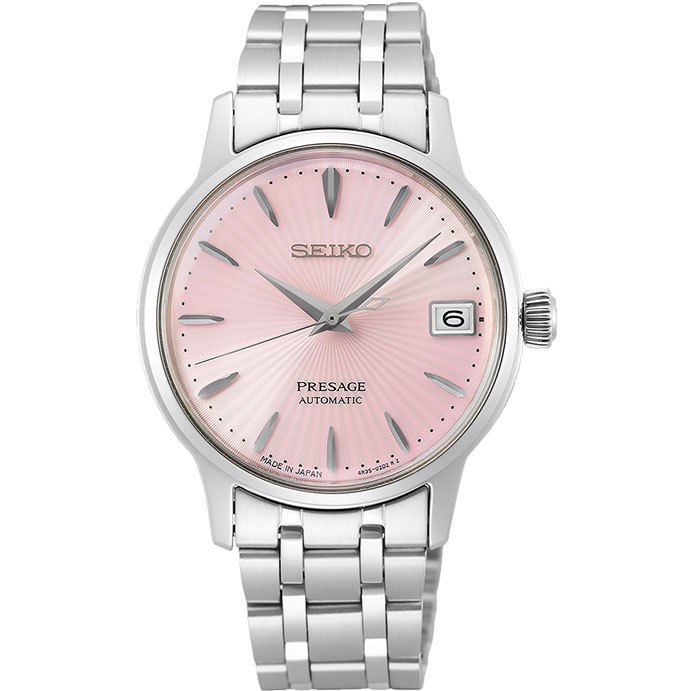 Jam Tangan Wanita Seiko Presage Ladies SRP839 Cocktail Time Automatic “Cosmopolitan” Pink Dial Silve
