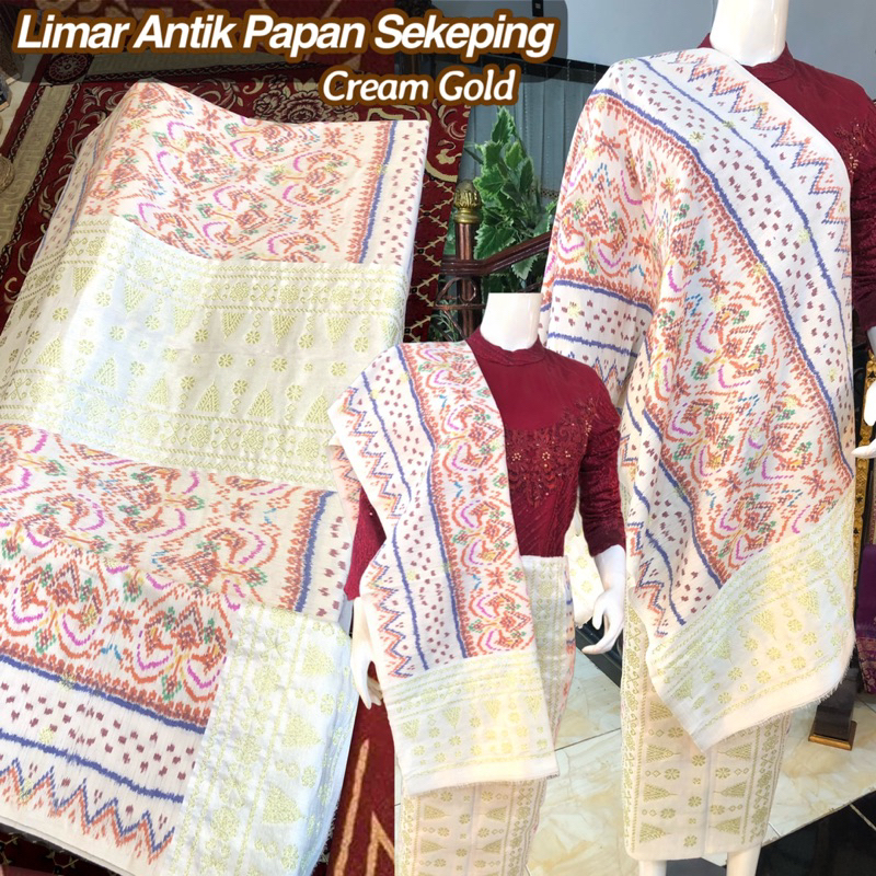 Songket Limar Antik Papan Sekeping Putih Cream /songket tenun asli palembang /ilham songket palemban
