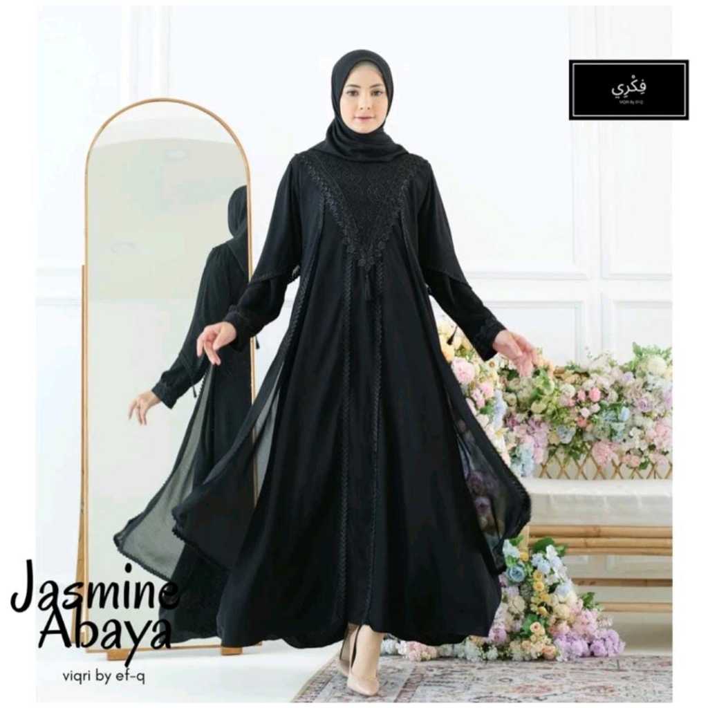 Diaz - Abaya Baju Muslimah Bordir Gamis Mata Tempel | Abaya Umroh | Abaya Turkey Hitam Putih Kombina