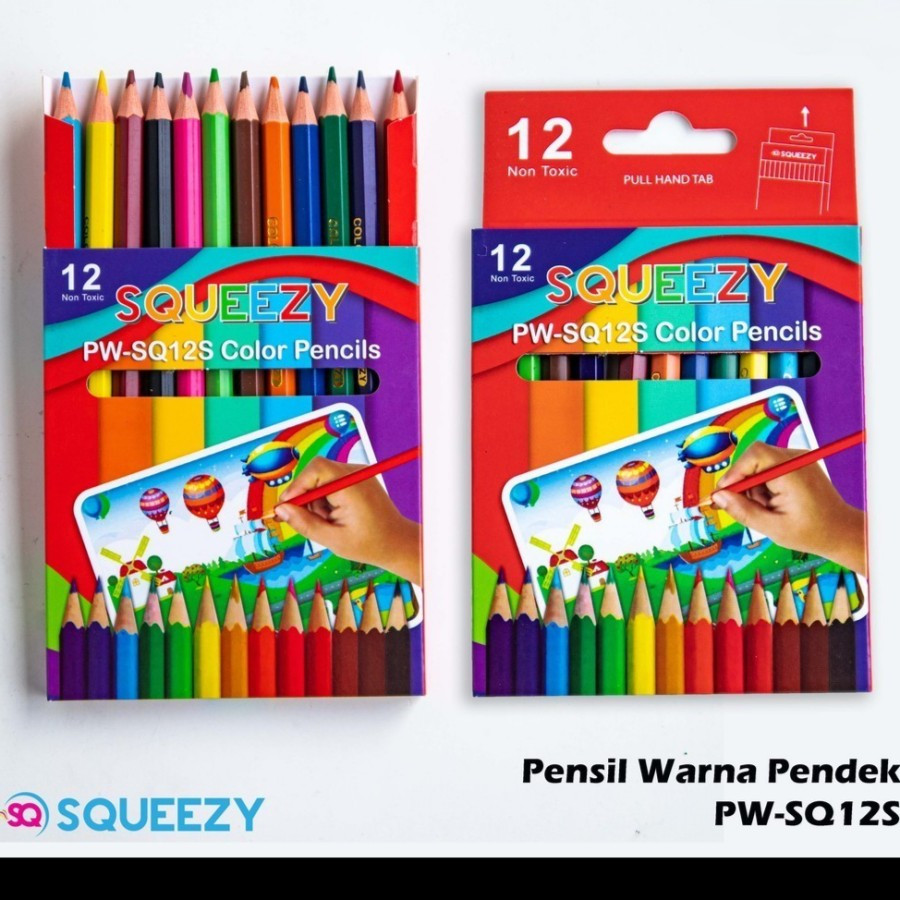 

Pensil Warna SQUEEZY 12 Warna PENDEK/Color Pencil 12 PENDEK PW-SQ12S