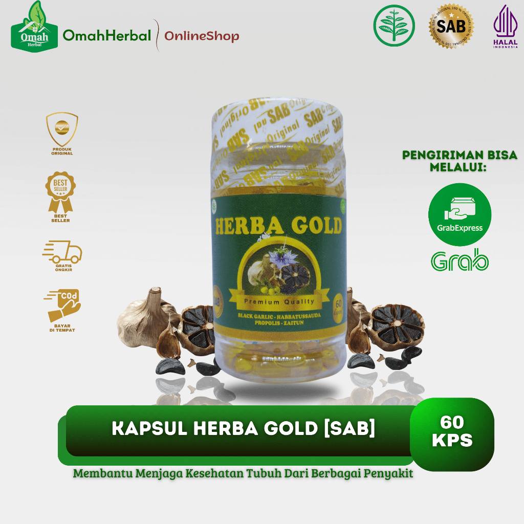 KAPSUL BLACK GARLIC HERBA GOLD  SAB Bawang Hitam Propolis 60kapsul