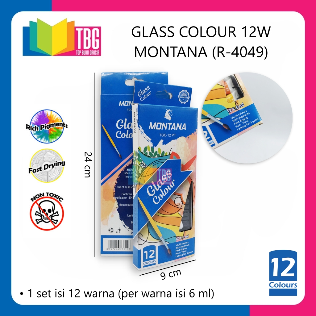 

1 SET GLASS COLOUR 12W MONTANA CAT LUKIS KACA KERAMIK (R-4049)