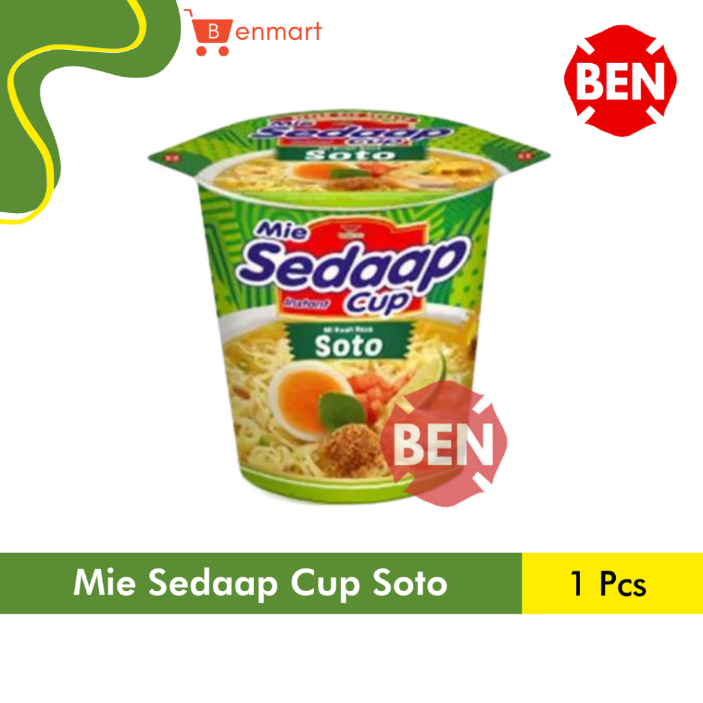 Mie Sedaap Cup Soto 1 Pcs - Mi Kuah Instan Instant Hijau Dus