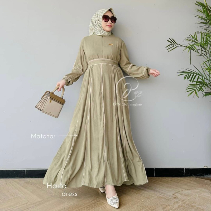 DYN -  Basic Haira Dress - Gamis Wanita Crinkle Simple Busui Friendly