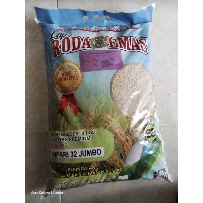 BENIH PADI UNGGUL SS TERLARIS VARIETAS INPARI 32 JUMBO 5KG CAP RODA EMAS