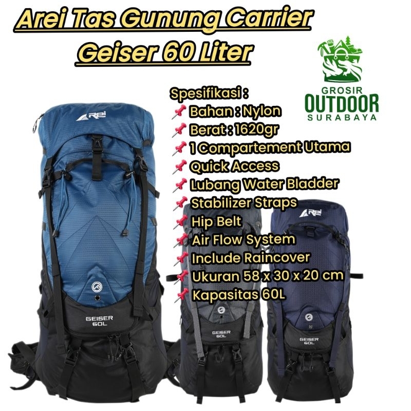 Arei Tas Gunung Carrier Geiser 60 Liter