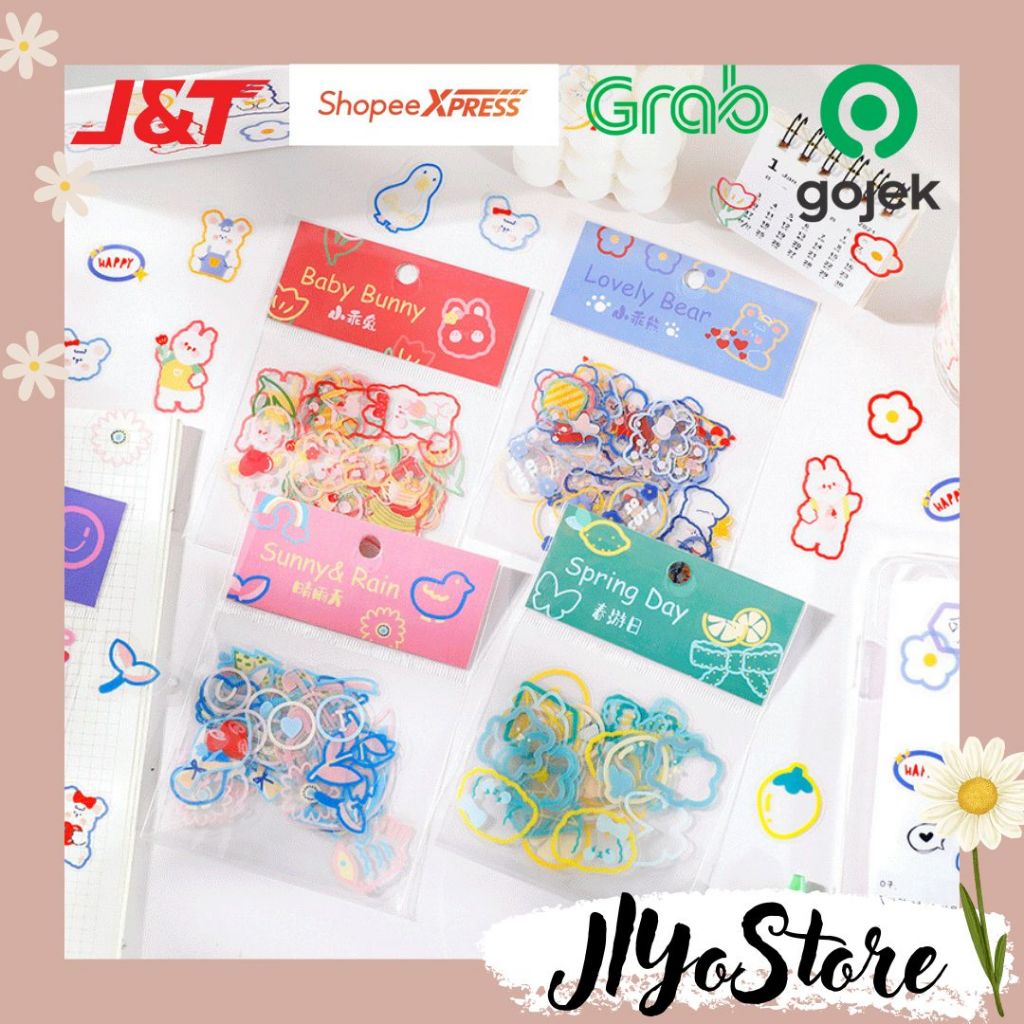 

45pcs Stiker Sticker Anti Air Bujo Journal Jurnal Scrapbook Planner Diary Kartun Aesthetic Lucu DIY