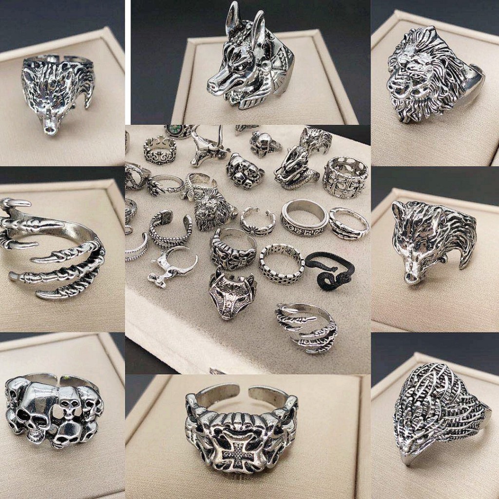CODCincin Mode Mendominasi Naga Pria Kepribadian Punk Vintage Cincin Cincin Hewan Keren Cincin Ular-