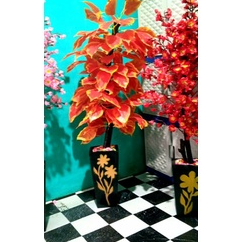 bunga hiasan sinfu  plastik pojok ruangan dekorasi rumah/daun sinfu plastik pot kayu