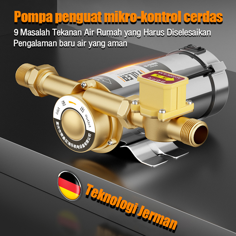 Pompa Booster Otomatis 100W Pendorong Tekanan Air untuk Shower Water Heater