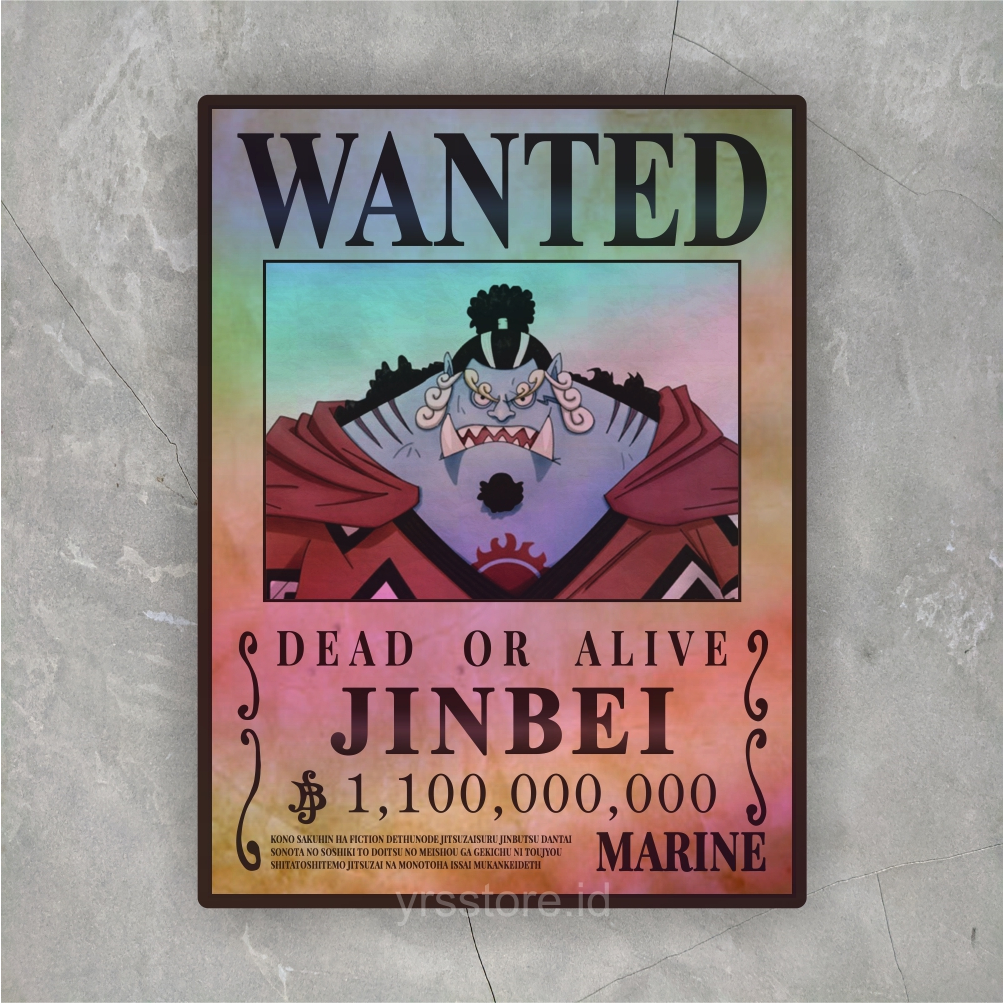 

Sticker Hologram One Piece Wanted Jinbei Ukuran +- 7,4 cm sticker case hp dll