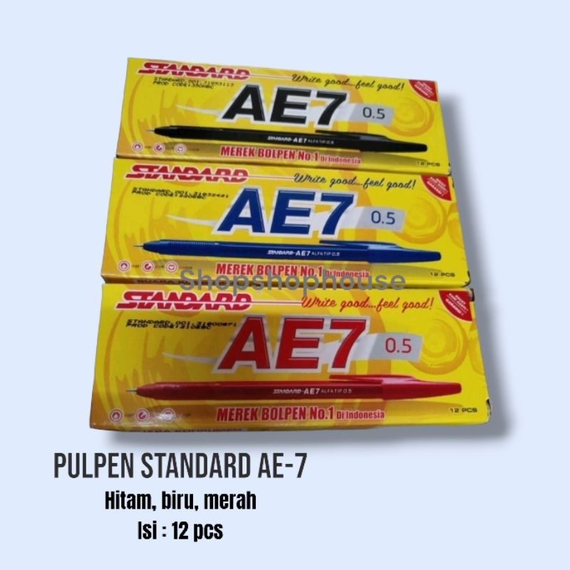 

pulpen standard 0.5 mm / pen standard hitam/biru/merah (12 pcs)