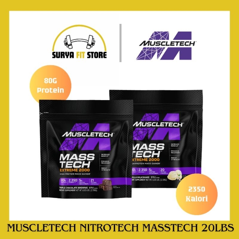 Muscletech Masstech Extreme 2000 Mass Tech Gainer 20lbs
