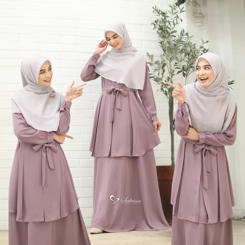 Haliza Dress by Salvina Hijab Busui frendly Gamis viral semi rok remple wisuda dress kondangan, kaji