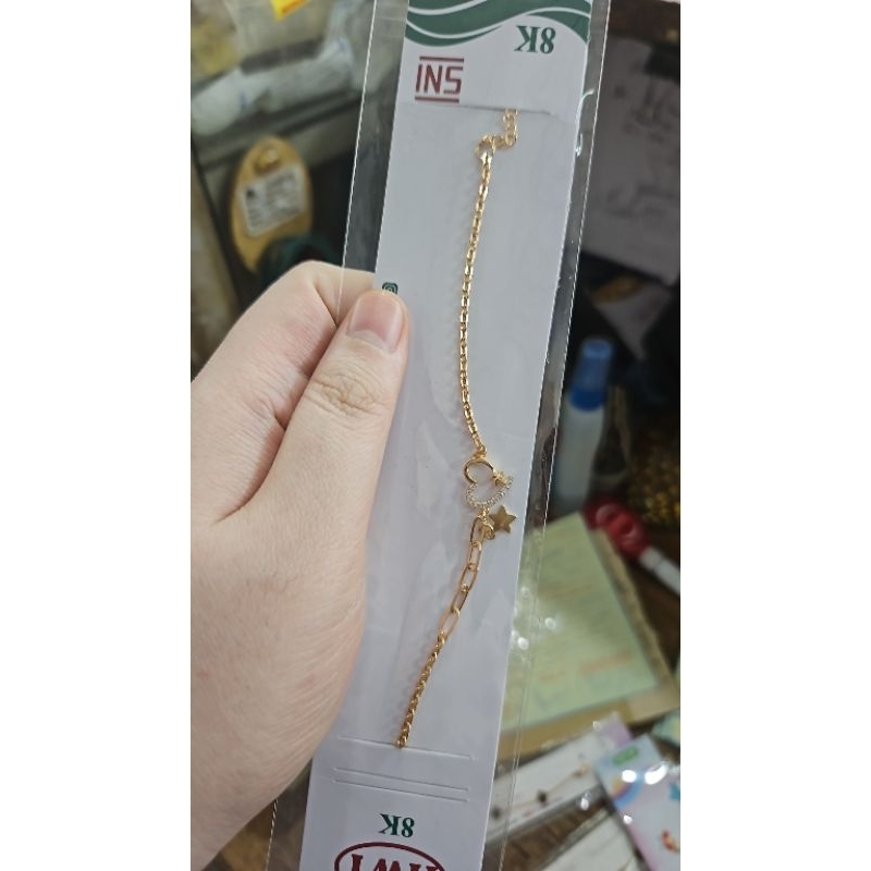 Gelang rantai love hati emas asli 375 tipis murah kado