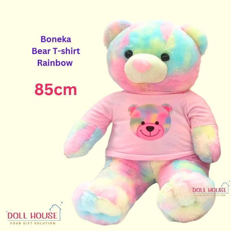 Boneka Viral Beruang Rainbow / Boneka Bear Raspo T-shirt Rainbow Pelangi