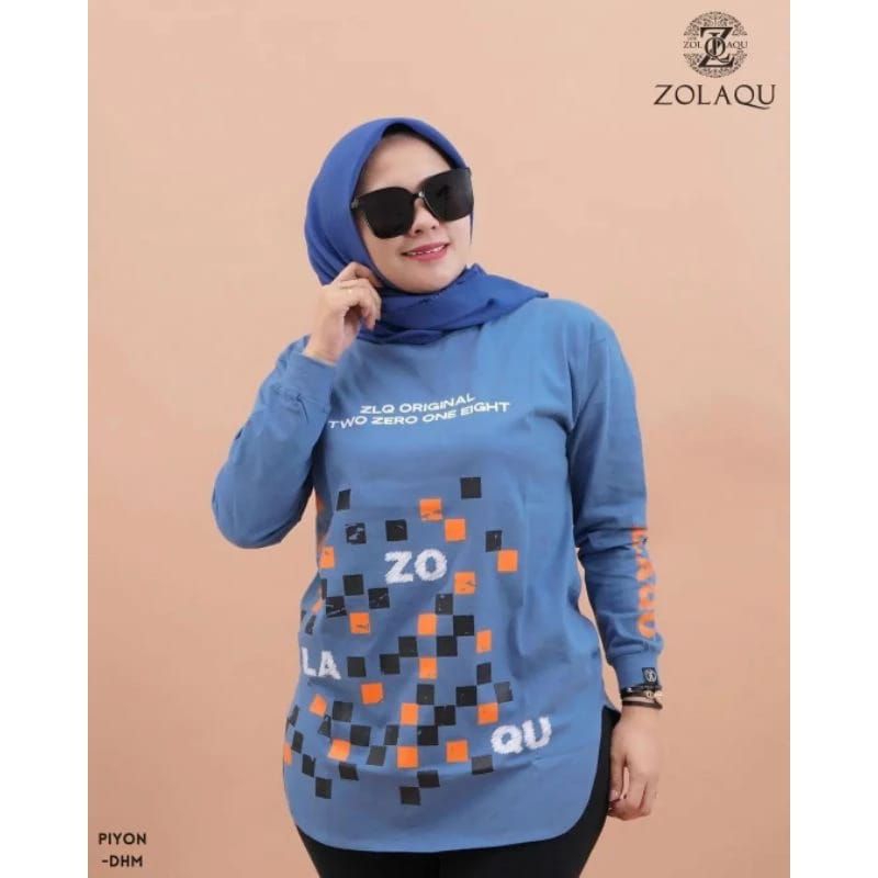 Kaos Semi Tunik Lengan Panjang Zolaqu COTTON COMBED 24S Zolaqu Jumbo Kekinian Terbaru 2023