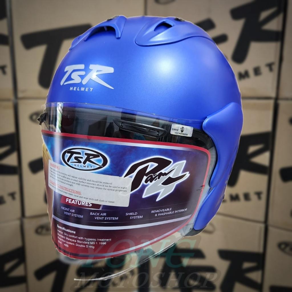 Helm TSR Ram 4 Flat Blue Biru Doff Original Half Face TSR Helmet Ram4