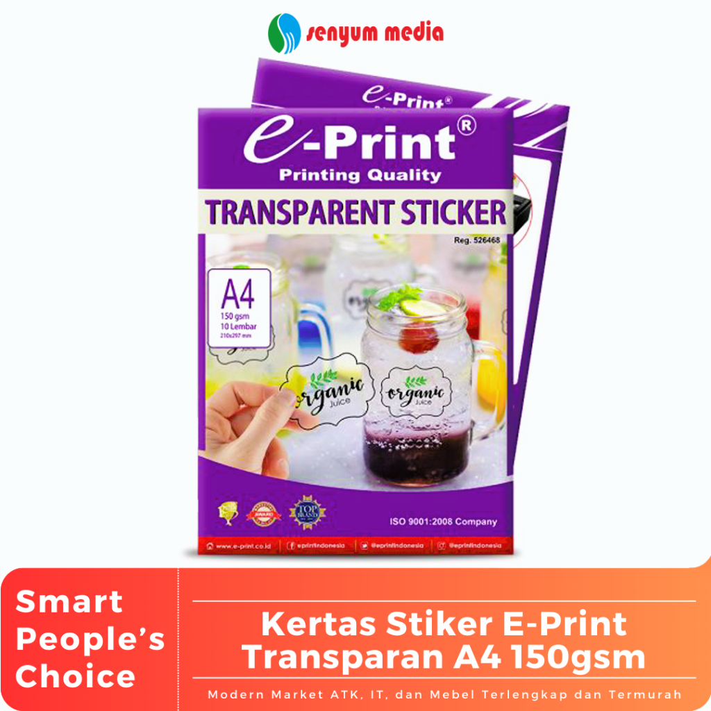 

Kertas Stiker E-Print Transparan A4 150gsm (1 Pak Isi 10 Lembar) (S:PAK)