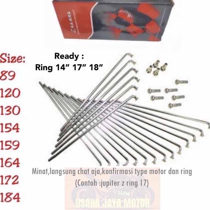 Terlaku Jari Jari Motor Chrome Ruji Ring 14 Ruji Ring 17 Ruji Ring 18 Original Merk Kakra