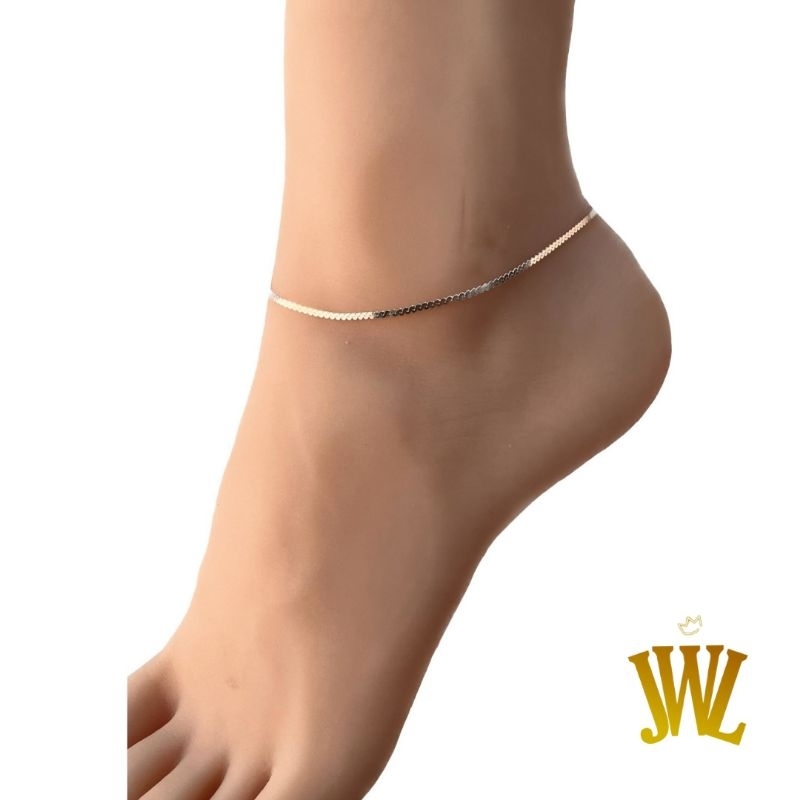 Jewellant - Gelang Kaki Rantai Italia Model Rajut Perak, Gelang Wanita Perak Silver 925 Asli, Knitti