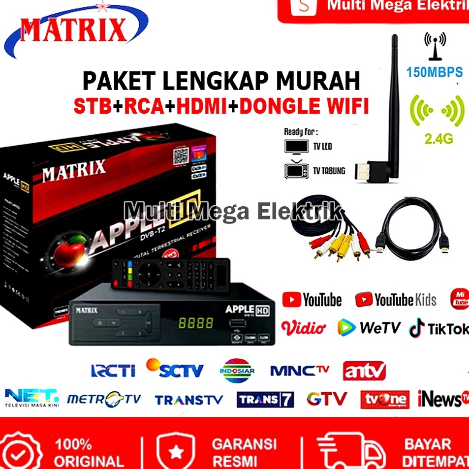 bU SET TOP BOX TV DIGITAL MATRIX APPLE DVB T2 EWS HD  SET TOP BOX TV DIGITAL MATRIX  ALAT TV DIGITAL