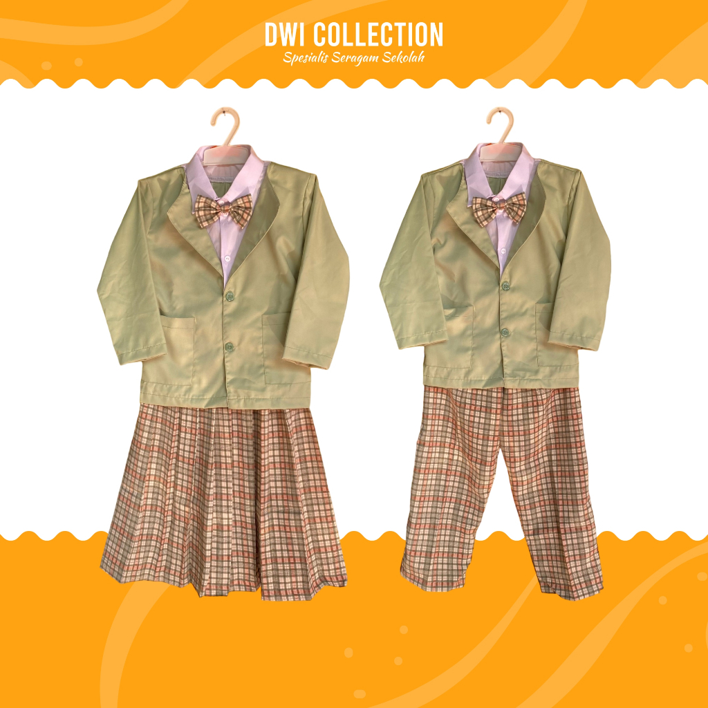 SERAGAM SEKOLAH JAS KOREA MUSLIM ANAK PAUD / TK (FREE LOGO NASIONAL/CUSTOM)