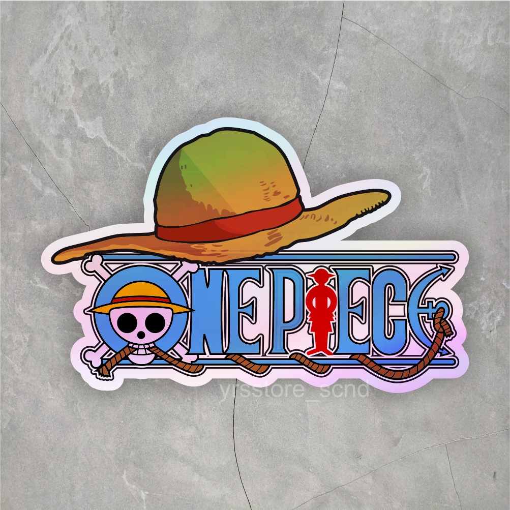 

Sticker Anime Hologram One Piece Logo ukuran +- 7 cm sticker case hp dll