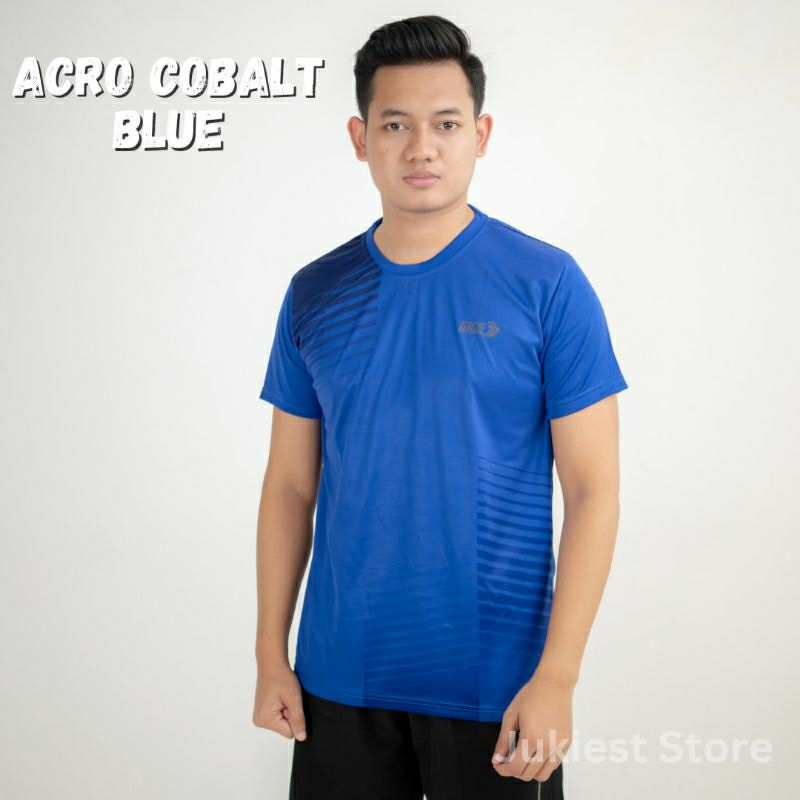 Baju Olahraga Biru Tua Polos Bermotif Lengan Pendek Dryfit Adem Lentur Halus Nyaman dipakai Futsal L
