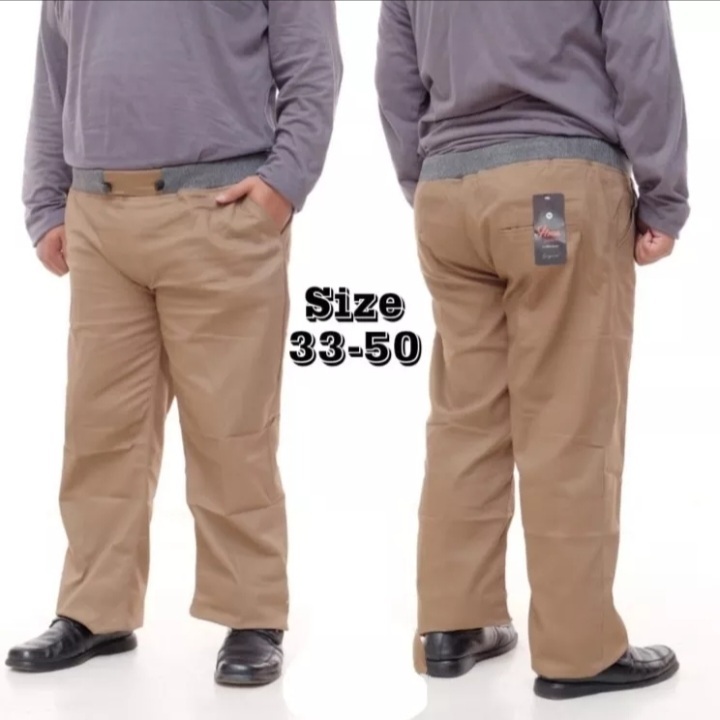 Celana chino pria ukuran jumbo - celana chino pria big size - celana panjang jumbo - celana katun bi