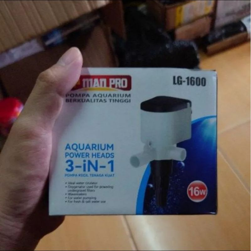 MESIN POMPA AQUARIUM POWER HEAD 3 IN 1 POMPA CELUP IP MAN PRO LG-1600