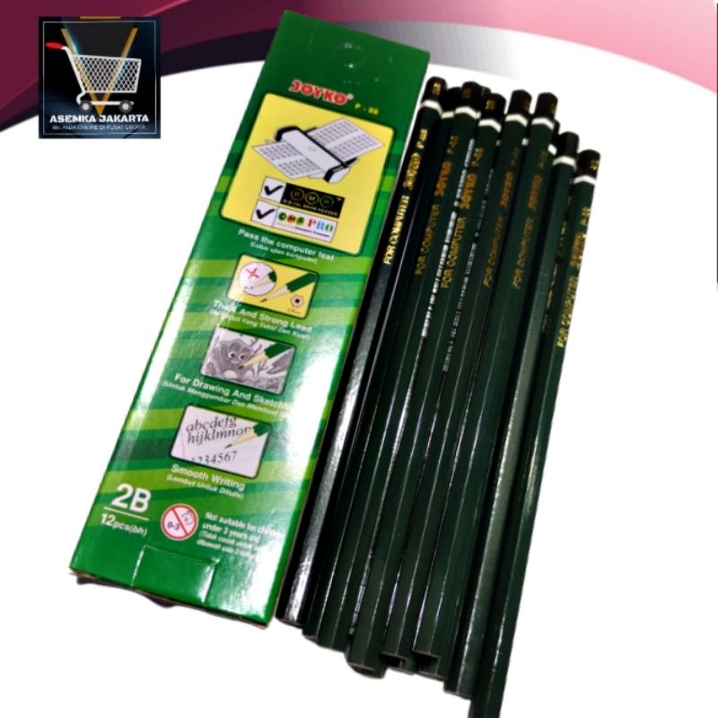 

Pensil 2B Joyko P-88 P-88ER Pencil For Computer 12pcs